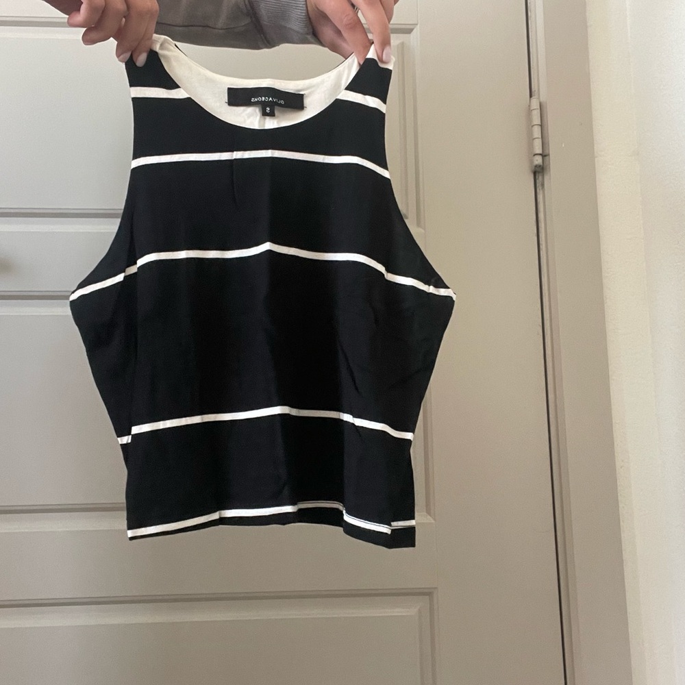 Two piece skirt and top striped black and white outfit